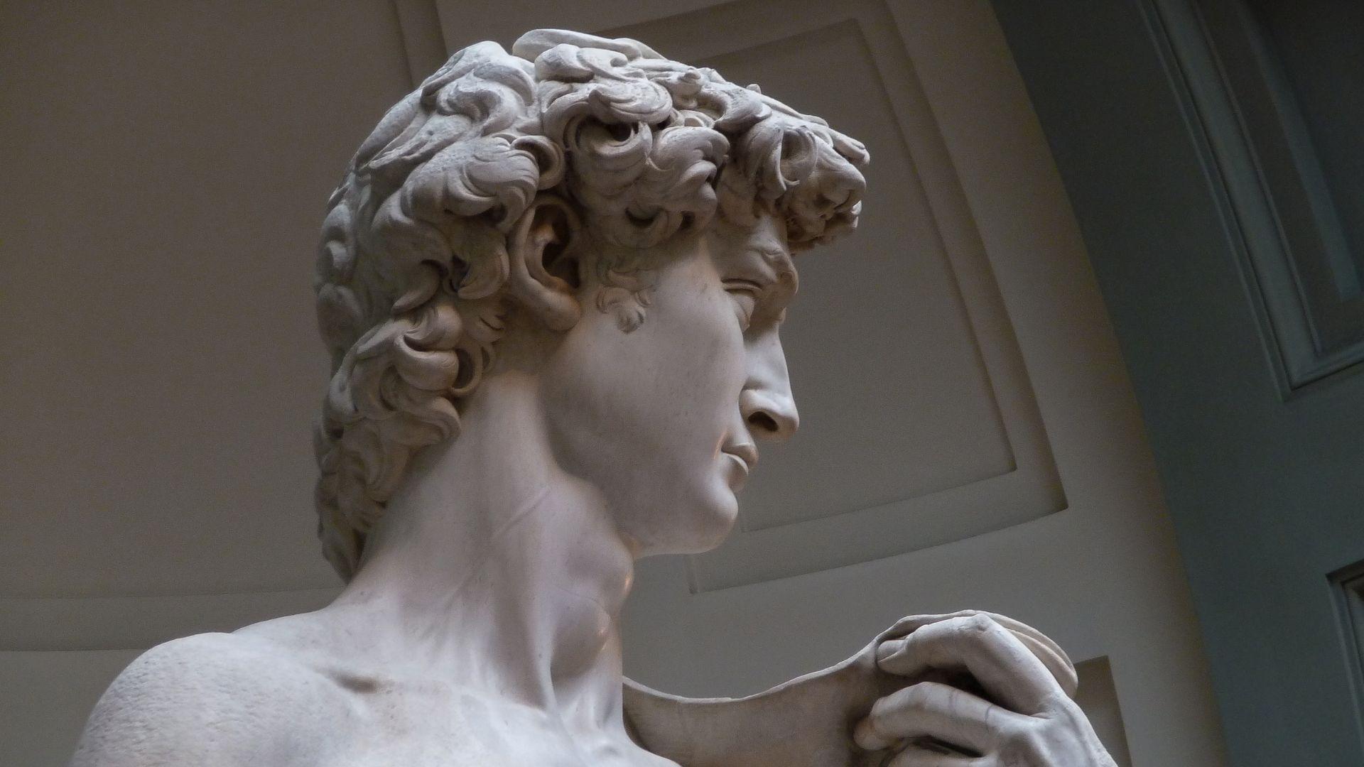 A view of Michelangelo’s David statue.