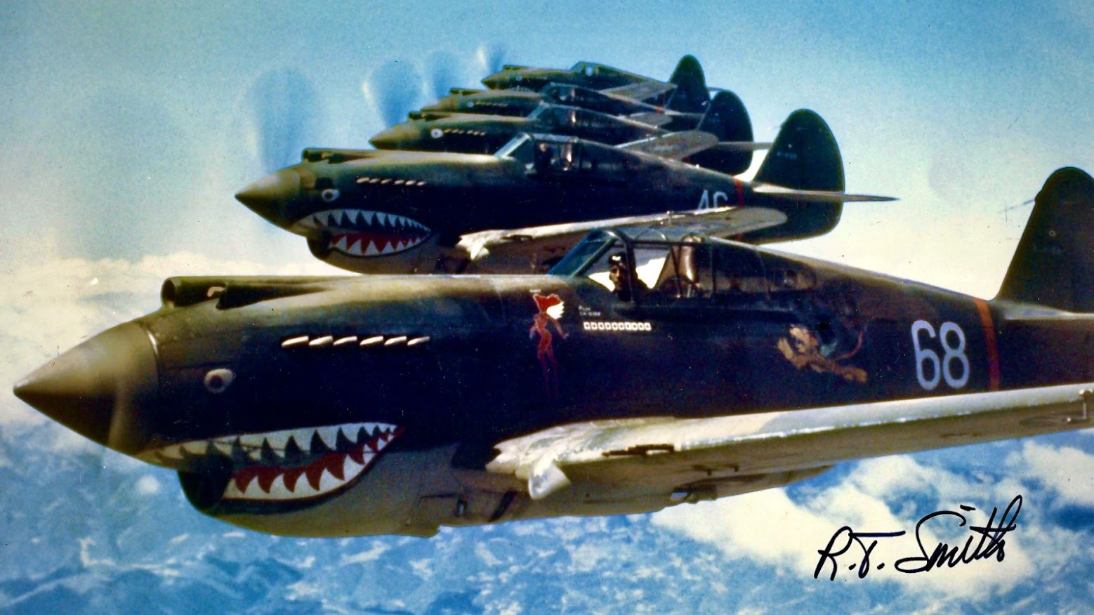 An old picture of the Flying Tigers squadron during World War II.