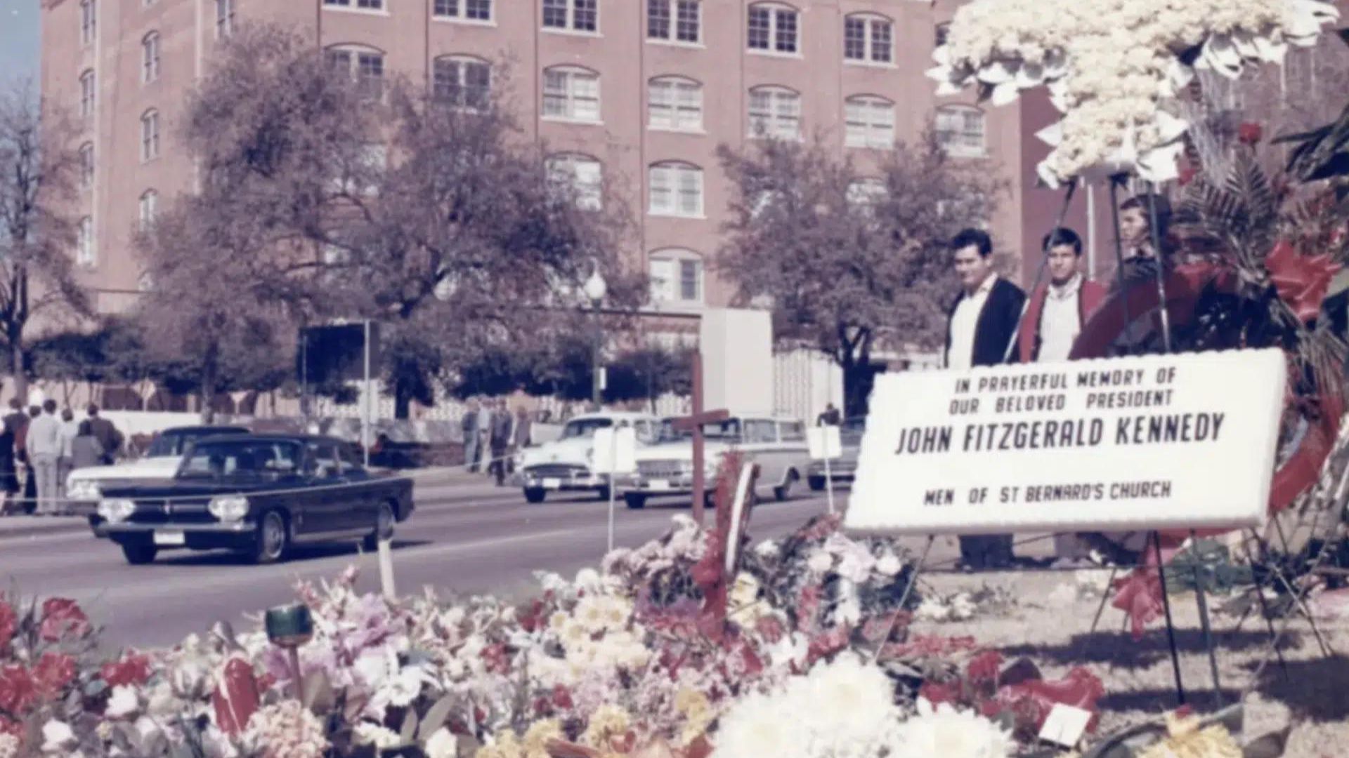Photograph of a memorial for JFK after he was assasinated