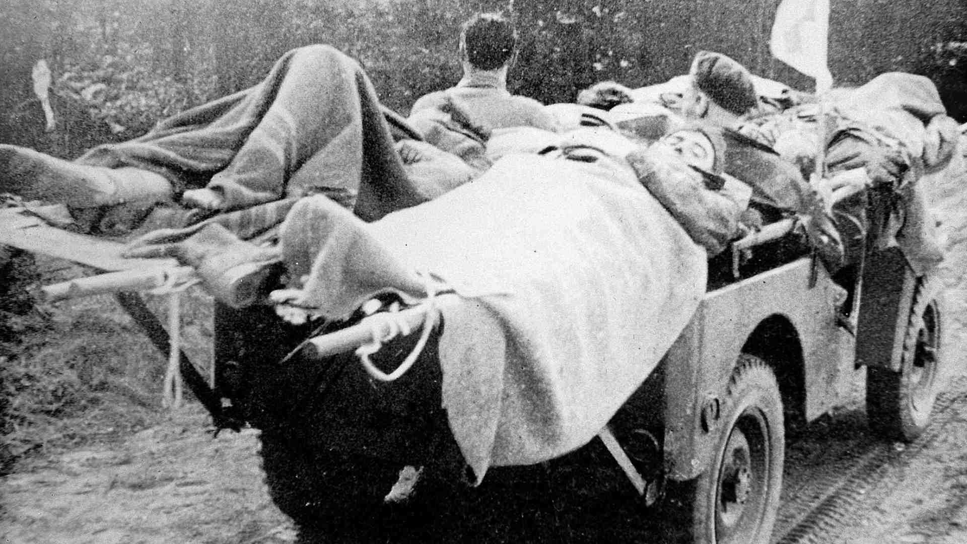 A Jeep carrying casualties in France during World War II.