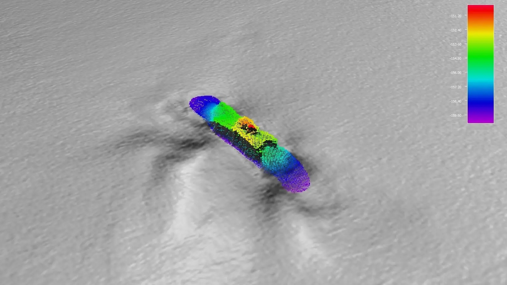 A overview image of a shipwreck in the sea