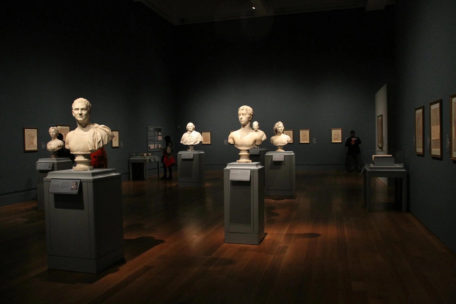 Assorted Busts on Gray Stand in a Museum
