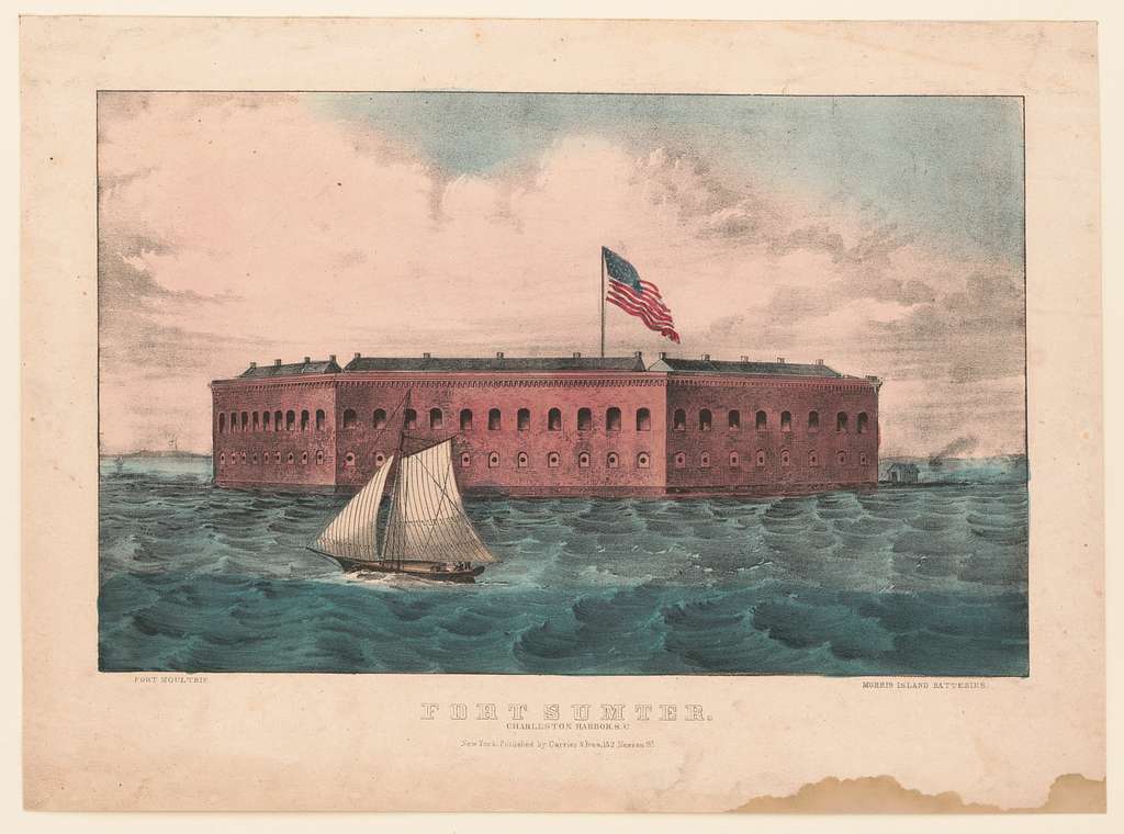 A color drawing of Fort Sumter on a sunny day