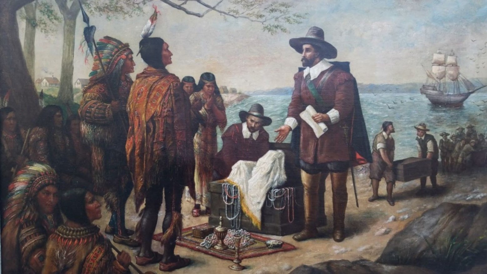 A 1908 painting by Roman Fekonja of a Native American treaty.