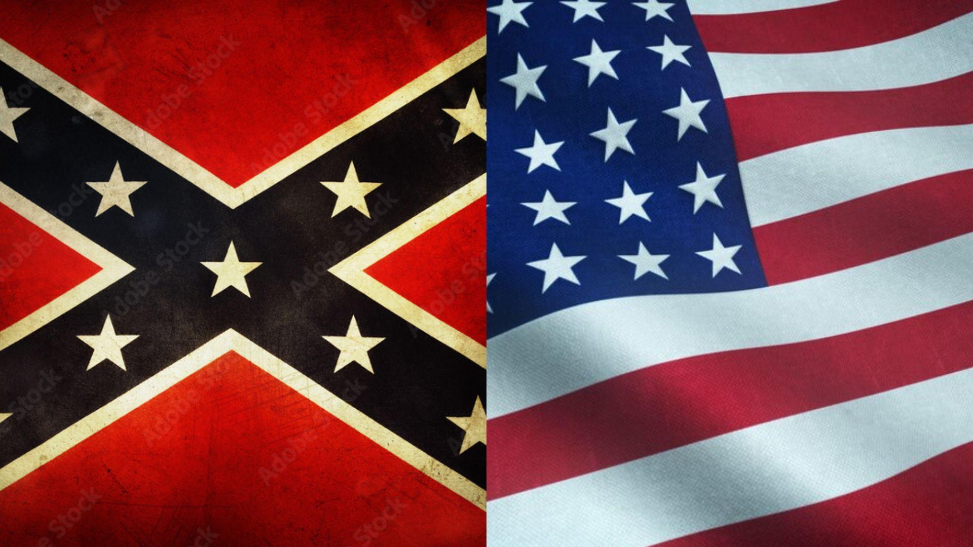 Digital illustration of the Confederate flag/Digital illustration of the flag of the USA