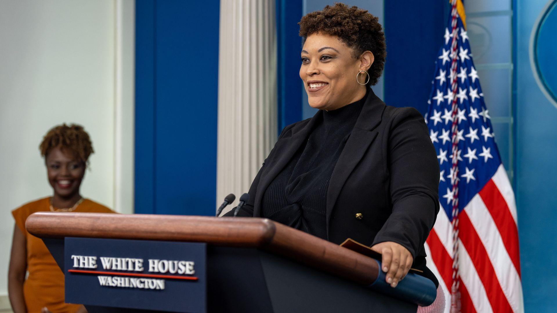 The Office of Management and Budget Director Shalanda Young holds a press briefing at the White House