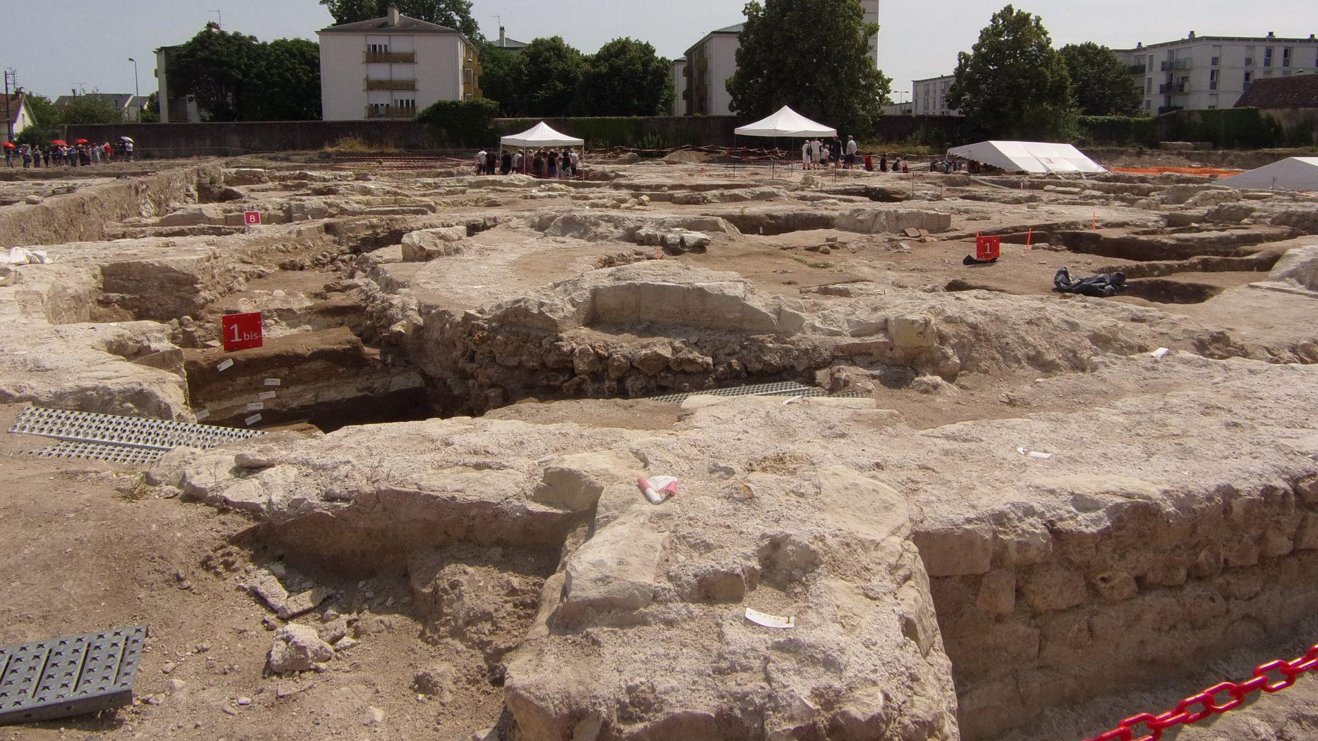 An in-progress archeological dig at Beaumount Abbey in Tours, France.