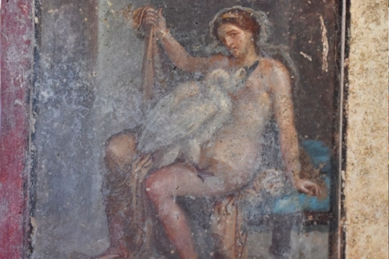 Painting of Leda and the Swan found in the House of Leda in Pompeii
