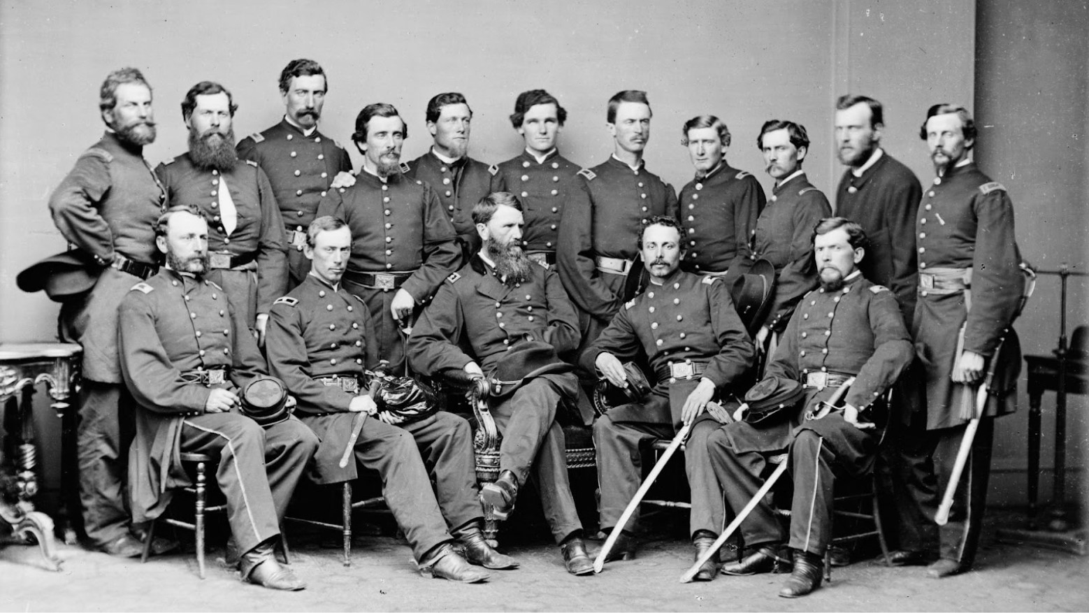 A photo of many Civil War soldiers taken by Matthew Brady.