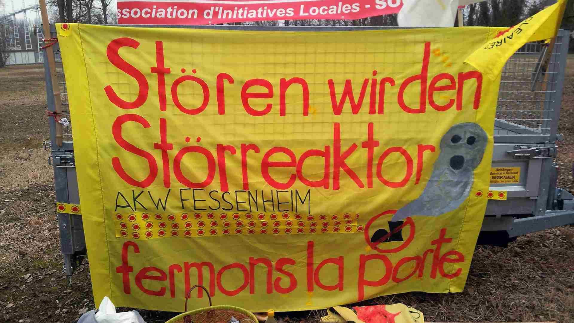 A German protest against the Fessenheim nuclear power plant.