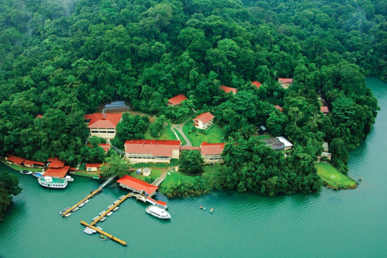 Aerial view of the Smithsonian Tropical Research Institute on Barro Colorado Island in the Panama Canal