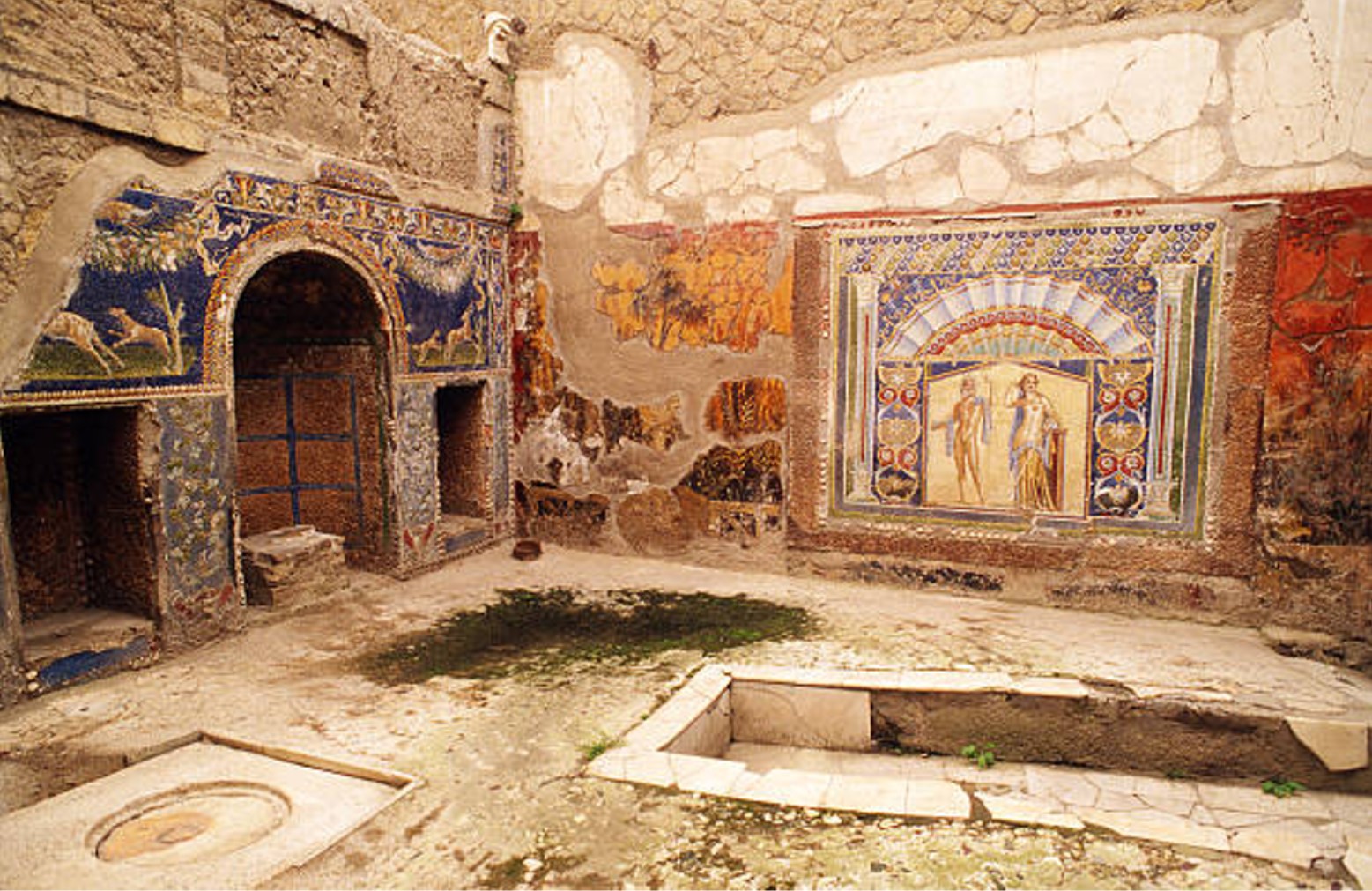 Ruins of a home of the Roman Empire with beautiful artwork