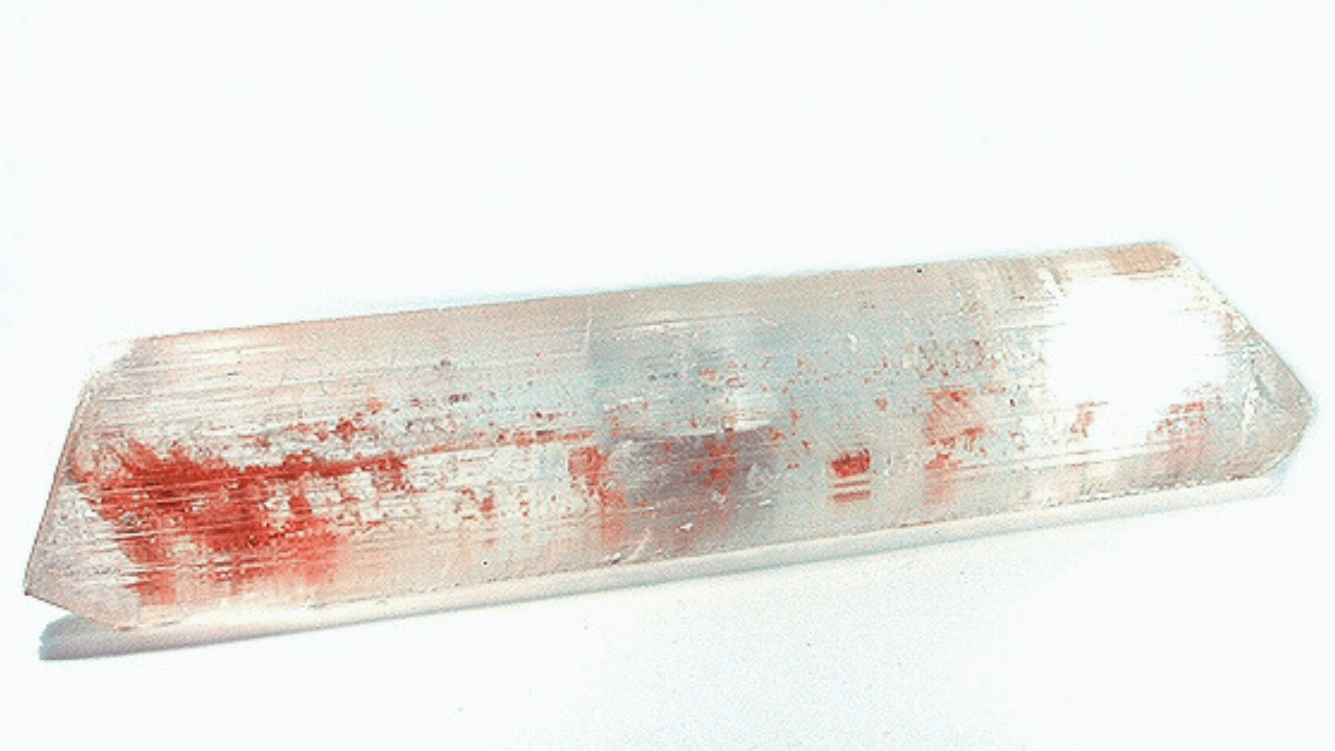 Doubly-terminated gypsum crystal is from the famous Cave of Swords in Naica, Mexico.