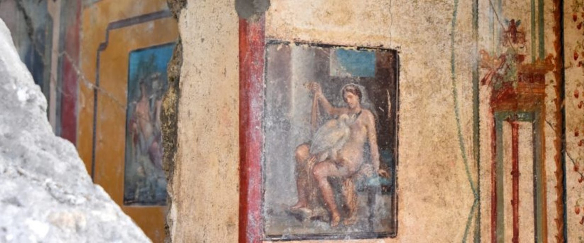 Painting of Leda and the Swan found in the House of Leda in Pompeii
