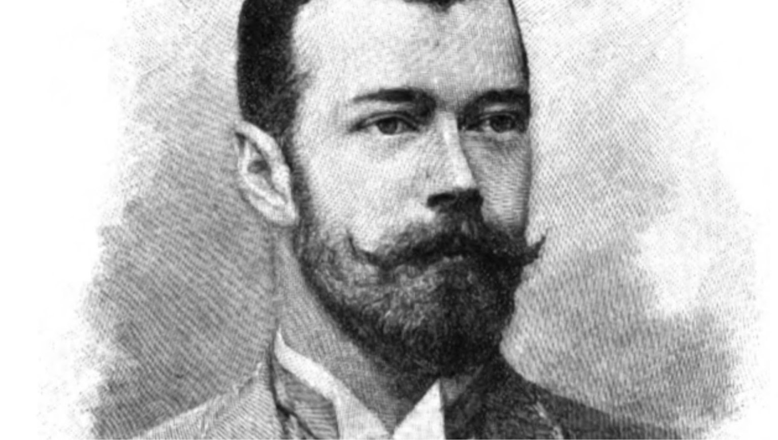 A black and white drawing of Czar Nicholas II.