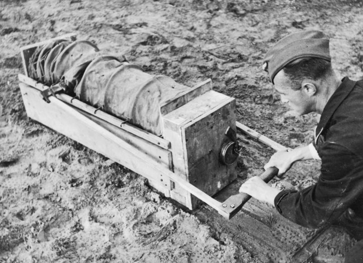 British prisoner of war digging one of the three tunnels of the Great Escape in 1943