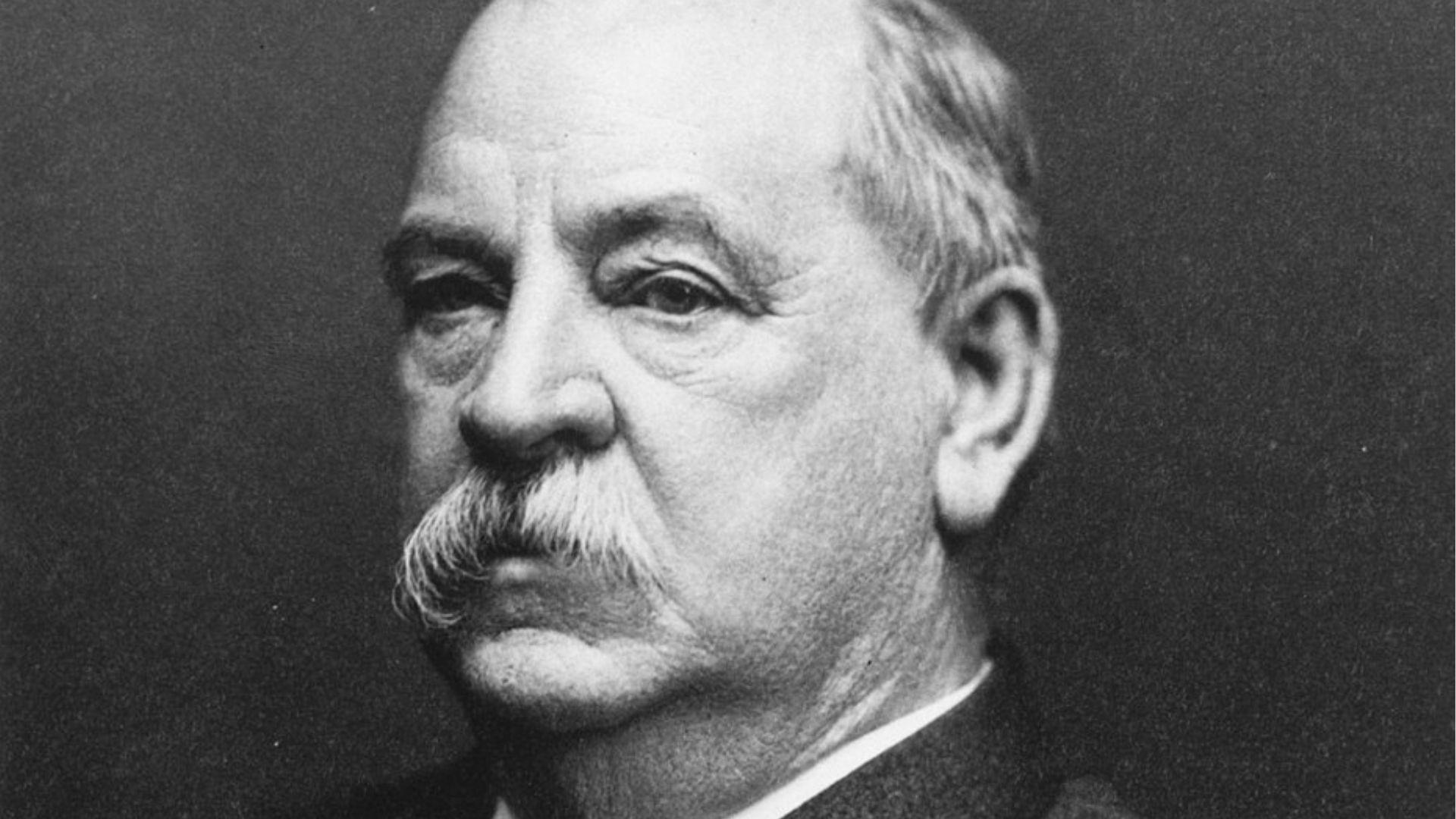 A black and white historical photograph of Grover Cleveland, the 22nd and 24th President of the United States