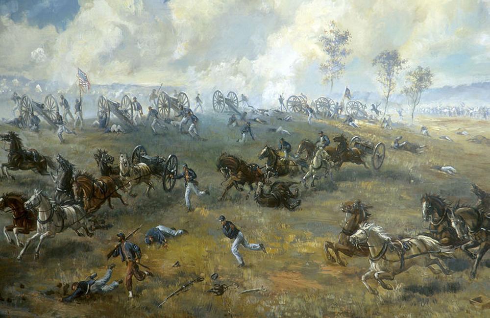 An image that shows the Confederates capturing a Union battery