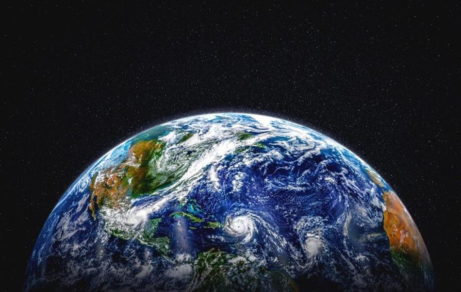 An image that shows half of the Earth from space