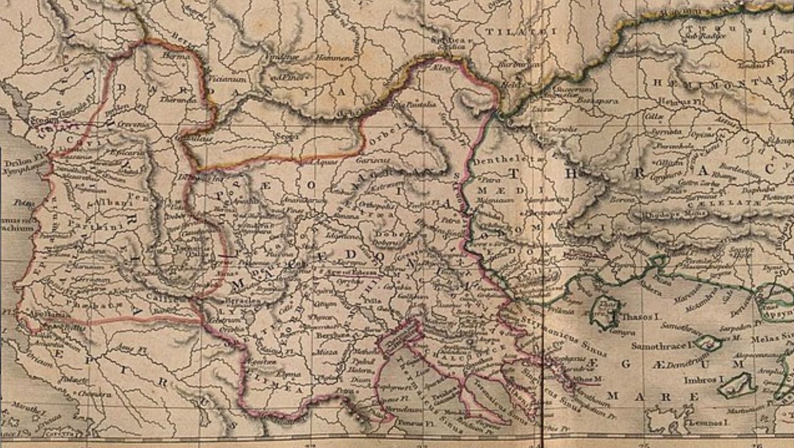 A map of Macedonia, Peonia, and Thrace, where the archaeological works were taking place.