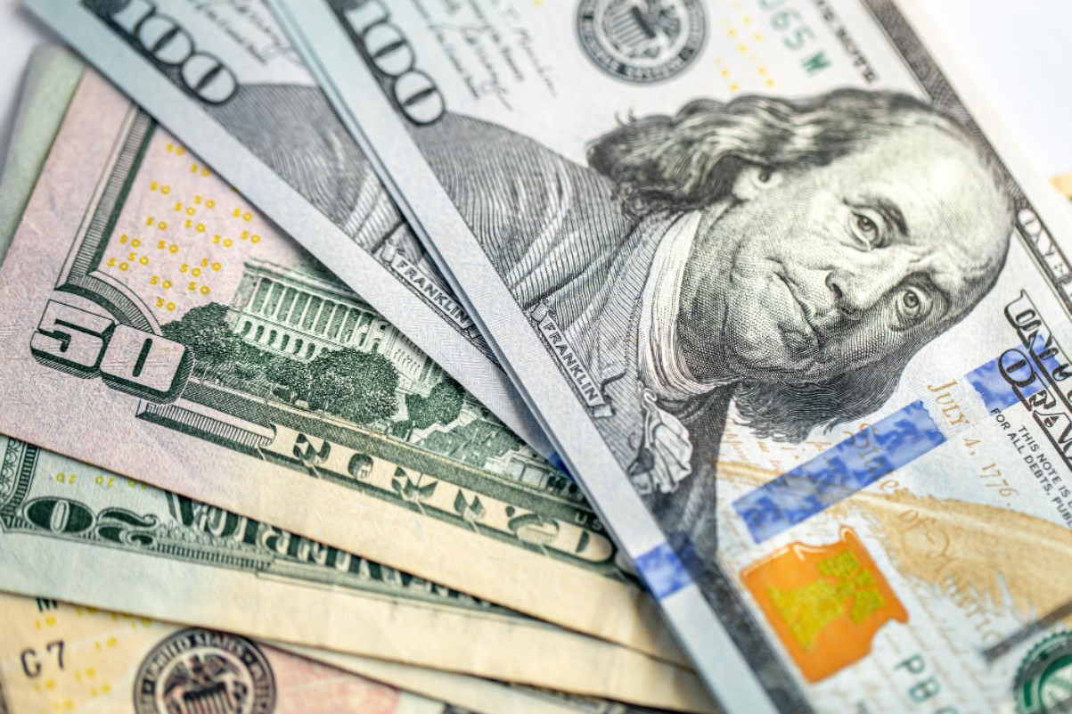 An image of several American bills