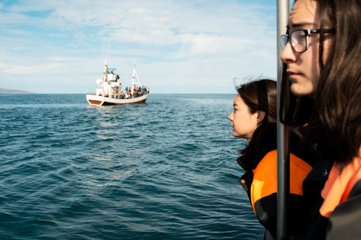 An image of a search and rescue mission at sea