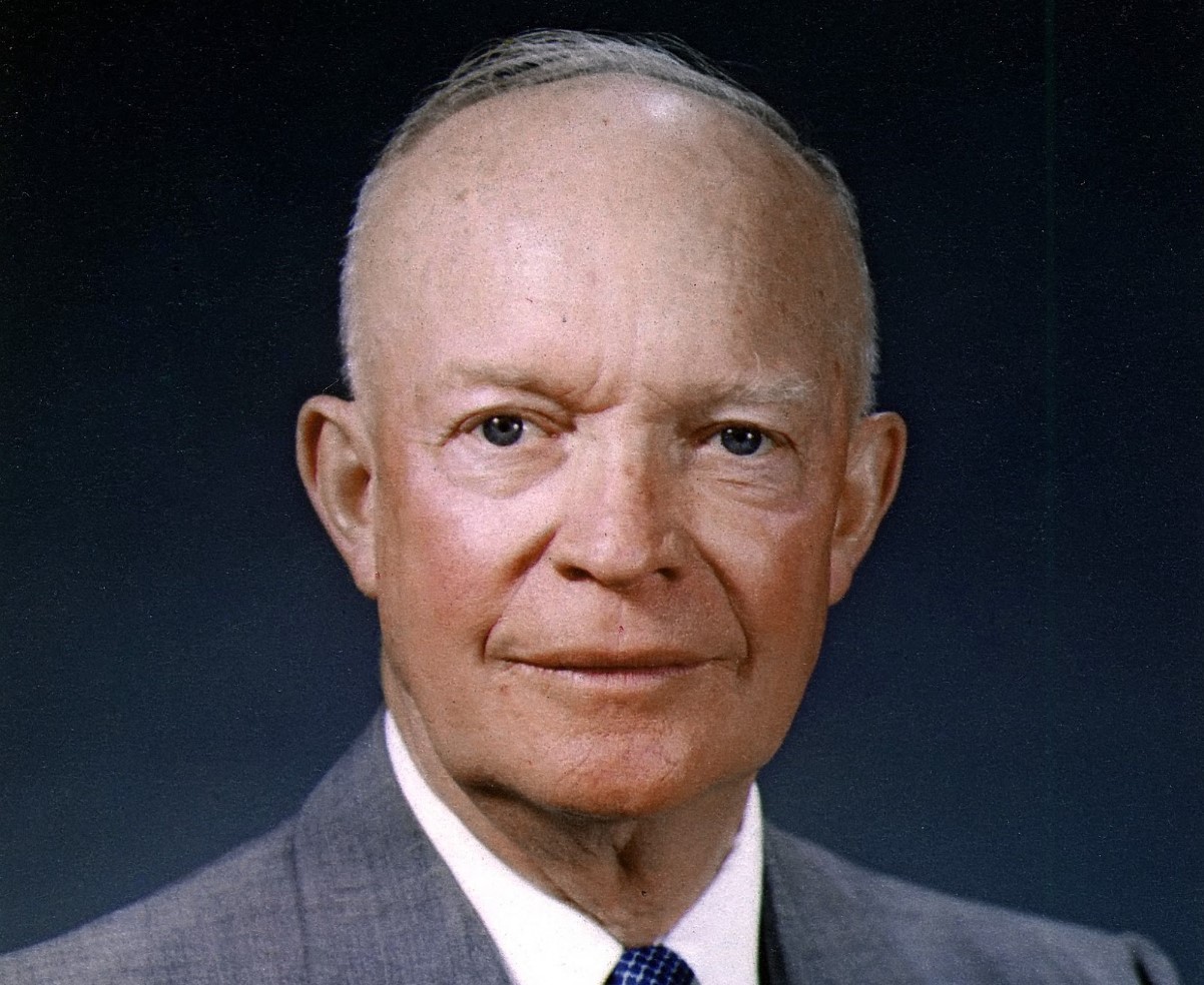 An up-close image of former US President Dwight D. Eisenhower