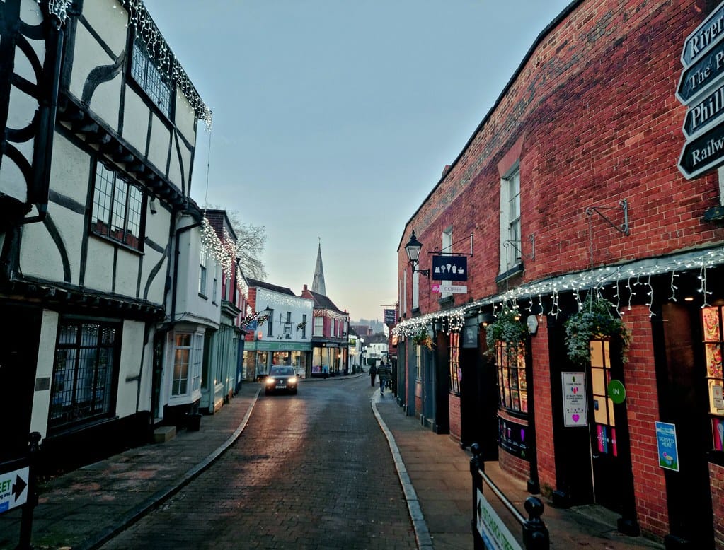 Godalming, Surrey in the UK during Christmas